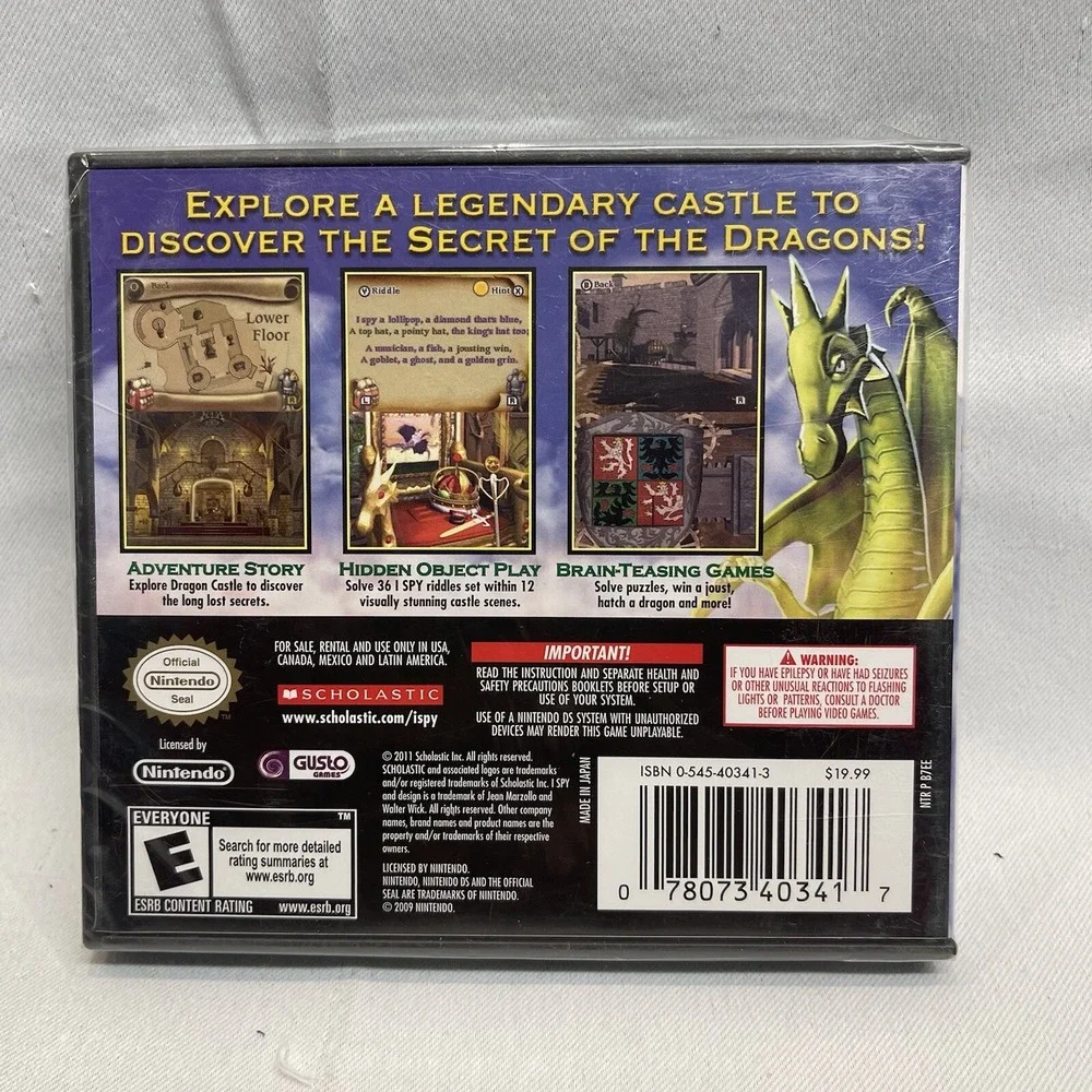New Factory Sealed I SPY Castle Nintendo DS Video Game by Scholastic Dragons
